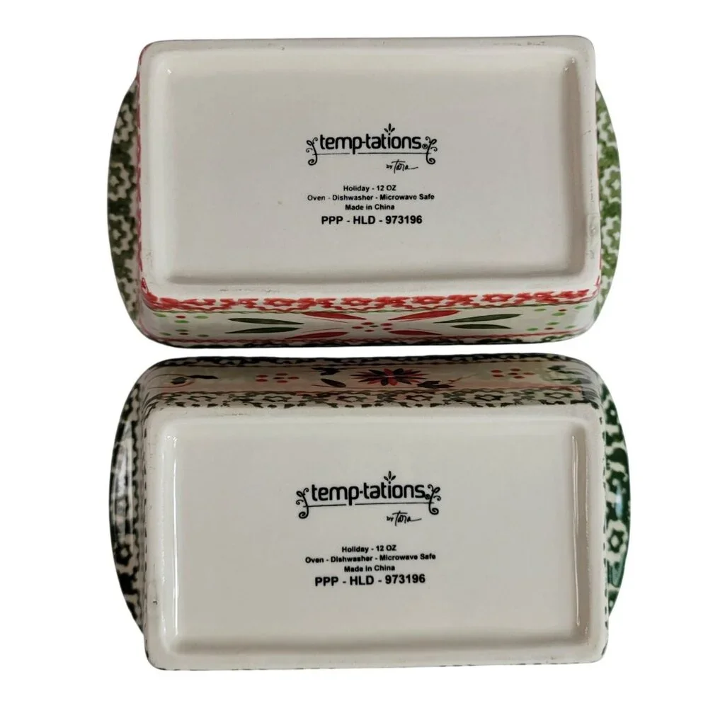 Temptations by Tara Holiday Christmas Mini Loaf Pan Lot of 2 Baking 12oz Lid